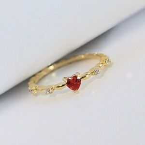 Exquisite Red Heart Ring Classy Dainty Valentines Minimalist Christmas Gift